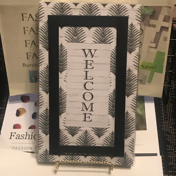 WELCOME Vertical Wood MDF Print Wall Art Farmhouse - Picture 5 of 9